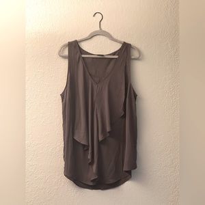Torrid Georgette tank top, Size 2, front ruffle, gray